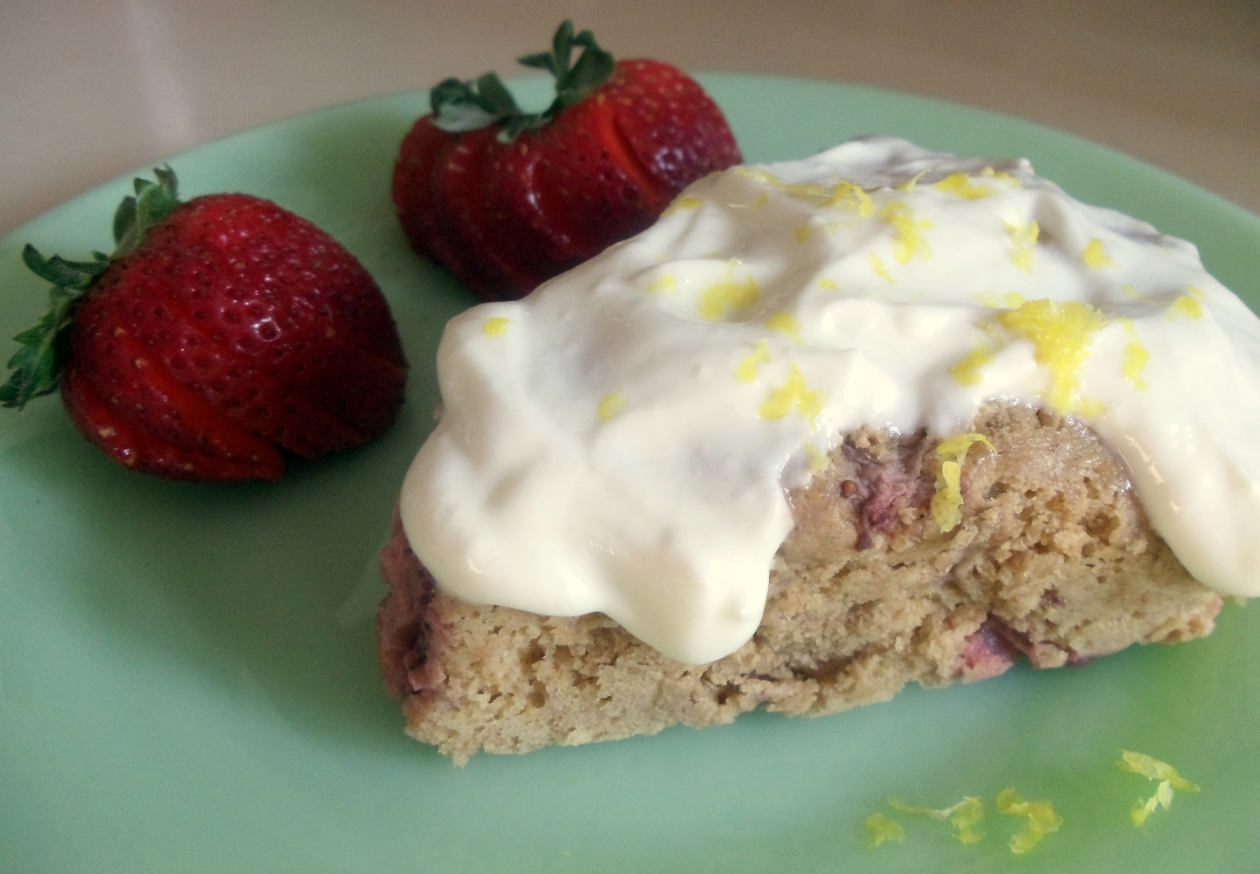 Sprouted Sprouted Strawberry Scones with Lemon Kefir Yogurt Topping