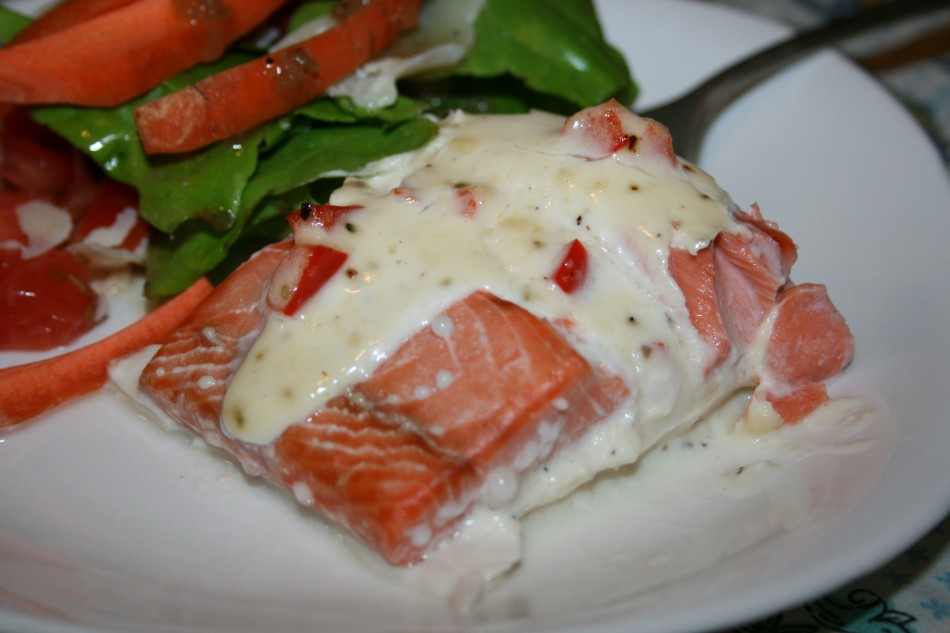 Baked Salmon with Herb Cream Sauce