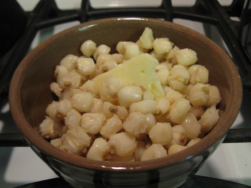 Fresh Hominy from Dried Corn Kernels